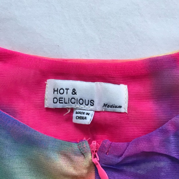 Rainbow tie dye mesh crop top - Picture 3 of 3